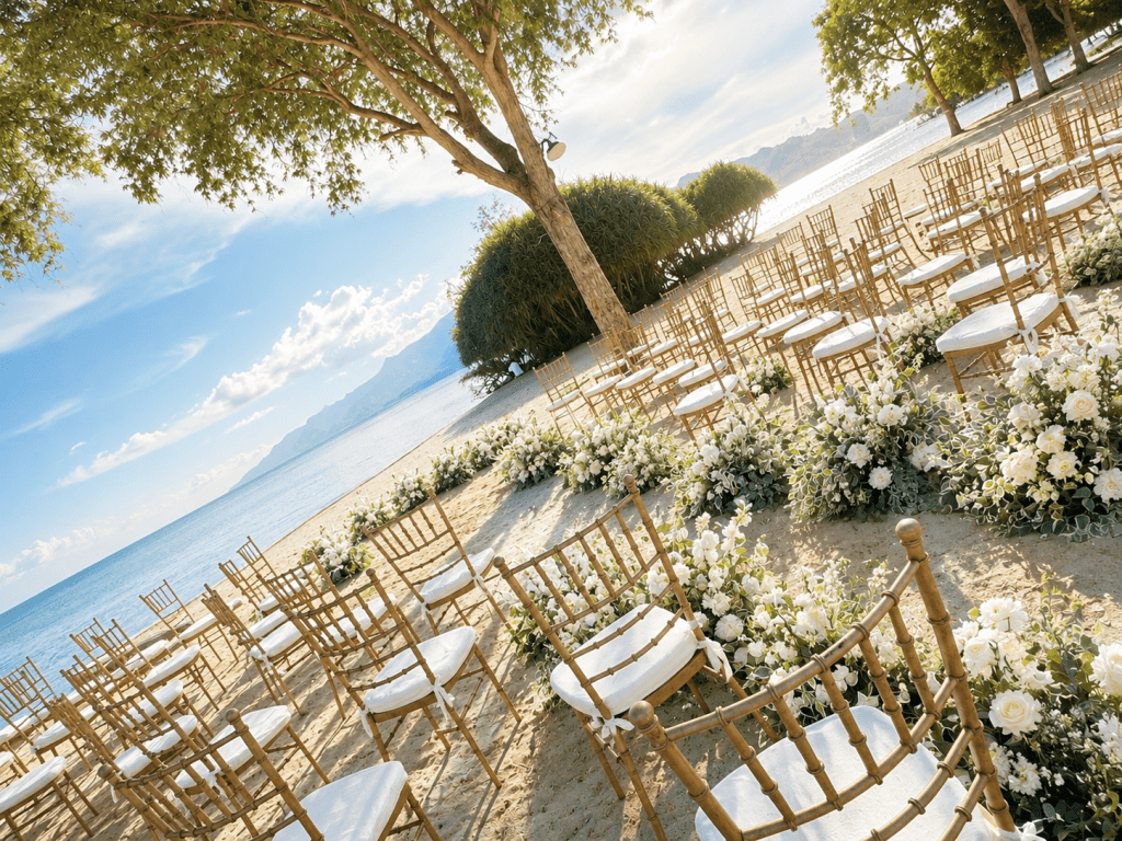 Elegant Beach Wedding Ceremony Set Up by Shabby Chic Style Studio Circular Layout
