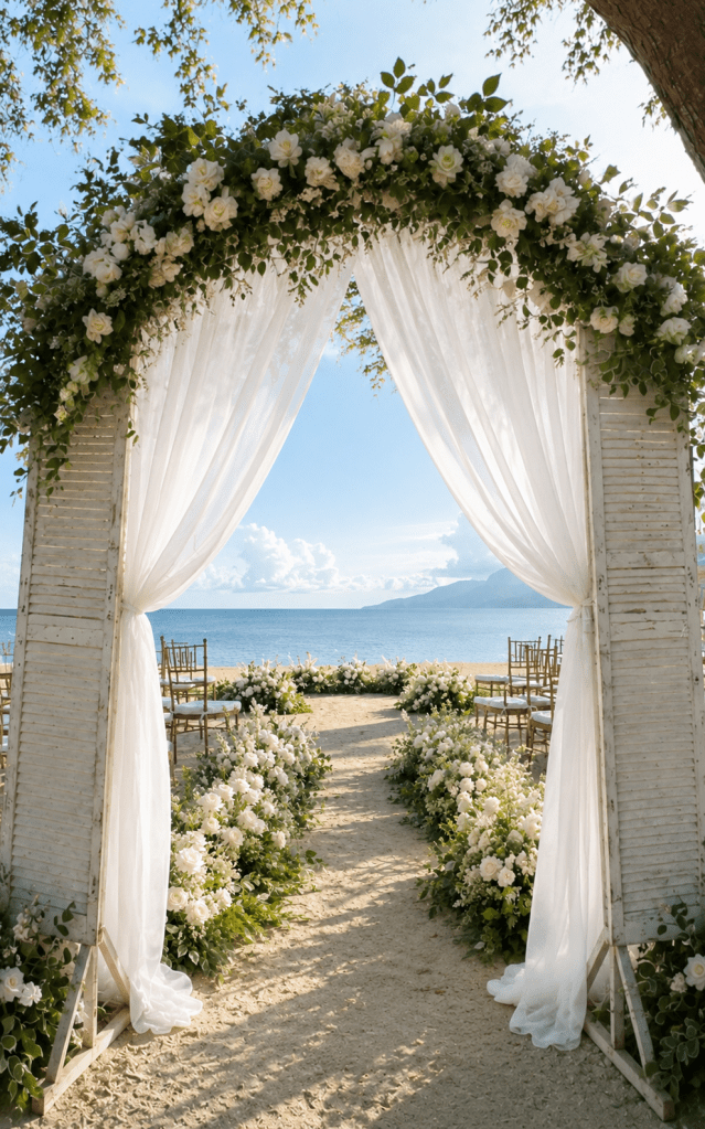 Elegant Beach Wedding Ceremony Set Up by Shabby Chic Style Studio